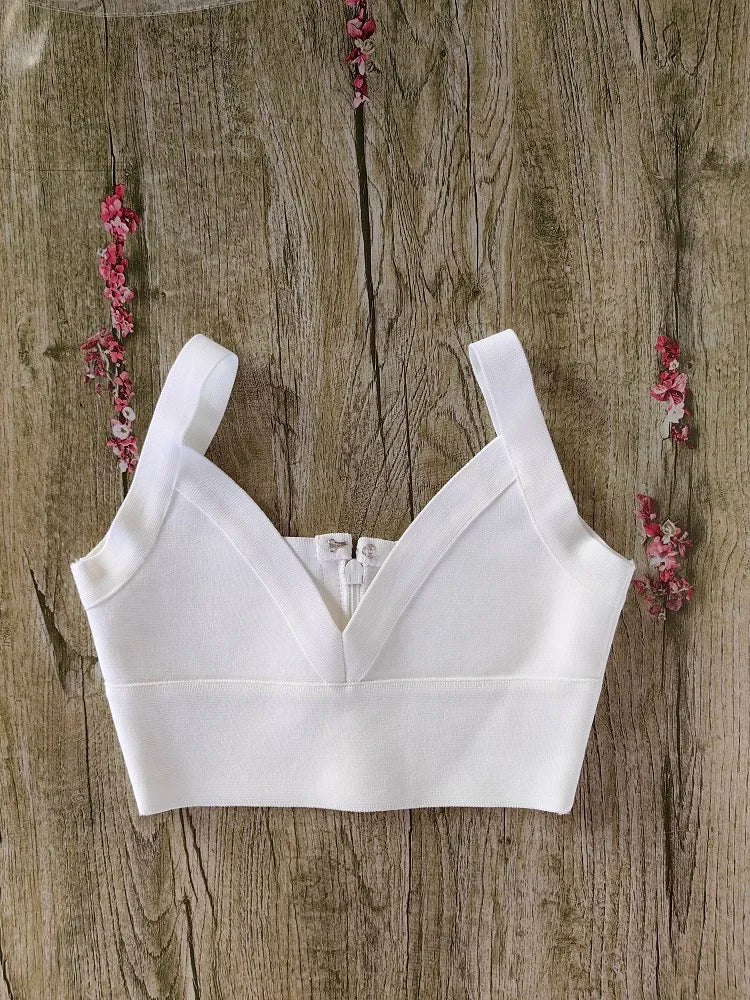 Sexy White V Bandage Crop Top
