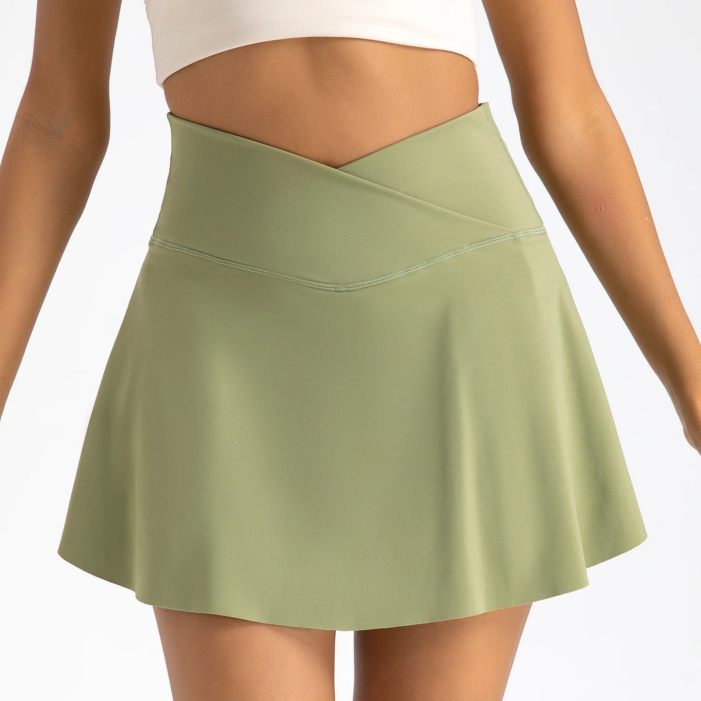 High V Waist Mini Skirt with Build In Pants and Pocket